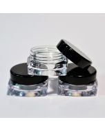 3ml Square Clear Plastic Jar with Black Lid