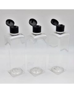300ml Clear Square Bottle with Black Flip Top Dispenser