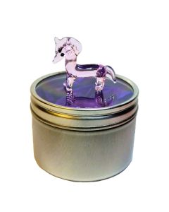 Mini Glass Pink Unicorn in Tin