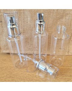 100ml Clear Bottle with Silver Pump x 3