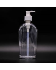 400ml Oval Clear Plastic Bottle with White Lotion Pump