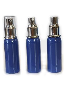 50ml Pastel Blue Plastic Bottle with Silver Gel Pump