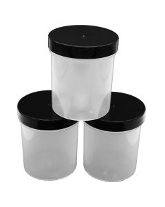 250ml Translucent Plastic Jar with Black Lid x 6