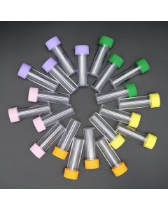 20 x 5ml Clear Tubes with Rainbow Screw on Lids