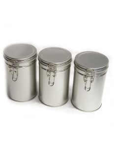 850ml Clip Lid Metal Canister Silver